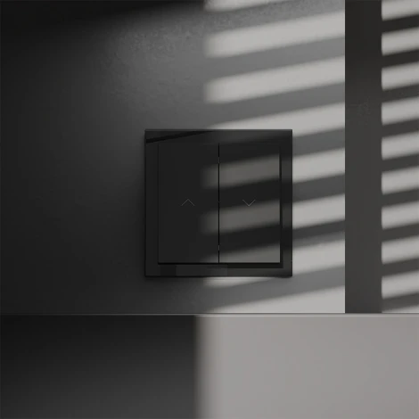 Выключатель встраиваемый Voltum S70 для жалюзи 10А, (черный матовый)
