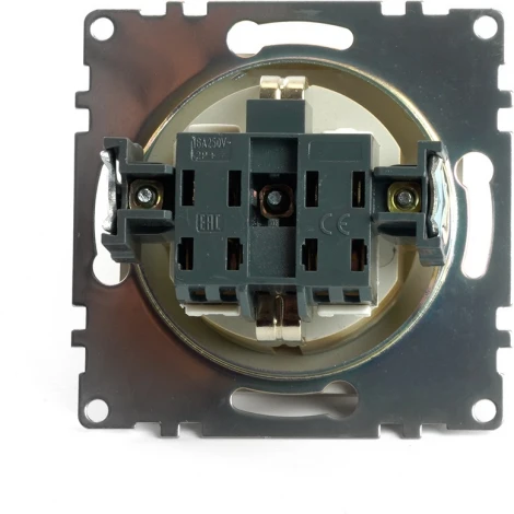 Розетка с заземлением и шторками (золото) Stekker Катрин 49224