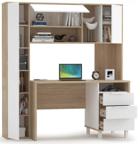 Письменный стол Woodville Комфорт 12.95 дуб сонома / белый PE шагрень 415713