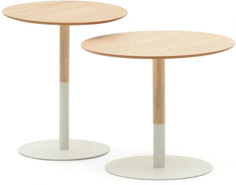 Журнальный стол La Forma (ex Julia Grup) Watse (Белый/ Шпон дуба,Металл)