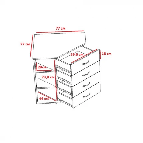 Комод ТЭКС угловой Катрин 7, ясень шимо/дуб сонома