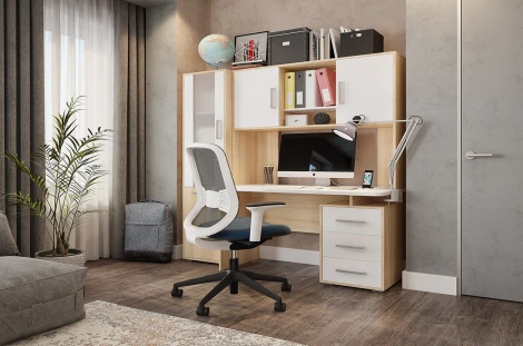 Стол компьютерный Лайт К3, цвет дуб сонома/белый Mebelson (арт.СК3Лайт.1623)