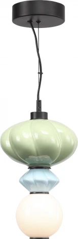 Подвесной светильник ST Luce Florentini SL6134.403.01 черный/зелёный, синий, опаловый LED 1*8W 3000K (220V, на тросе, бусы)
