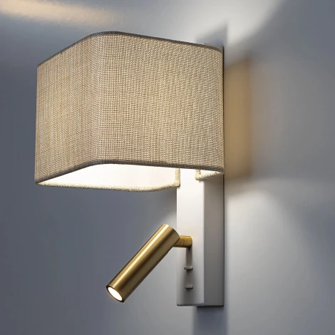 Бра с абажуром и выключателем с подсветкой для чтения Citilux Dekart CL704482 белый/песочный