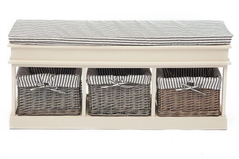 Обувница с 3-я корзинами и ящиком Secret De Maison SEIGE ( mod. SH-82301 ) butter white (слоновая кость) (дерево павловния, мдф)