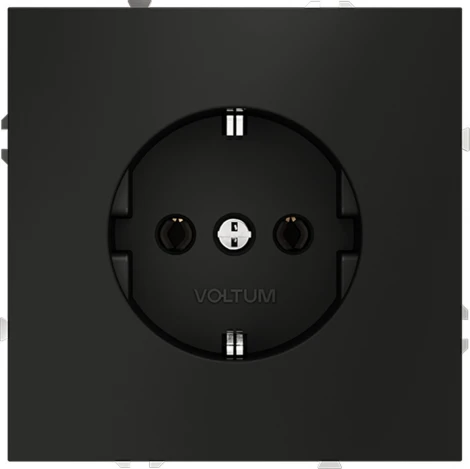 Розетка с заземлением (черный матовый) Voltum S70 VLS040108