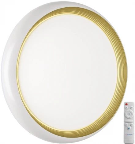 Настенно-потолочный светильник Sonex Tofiq White 7650/EL PALE SN пластик/белый/золотой LED 70Вт 3000-6000К D480 IP43 пульт ДУ (220V, круглые)