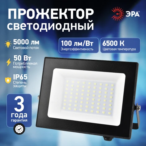 Прожектор уличный светодиодный ЭРА LPR-06 LPR-062-0-65K-050