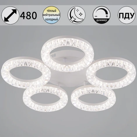 Потолочная люстра светодиодная на штанге с пультом регулировкой цветовой температуры, яркости и ночным режимом Reluce 09847-0.3-05A WH