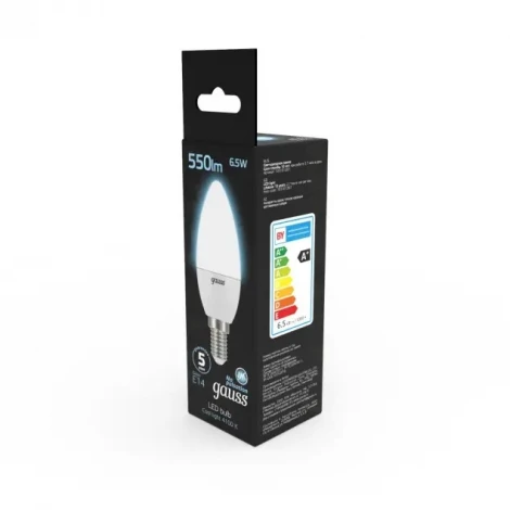 Лампочка светодиодная E14 6,5 Вт 640 lm 4100K нейтральное свечение Gauss 103101207