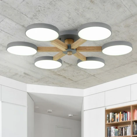 Потолочная люстра Wi-Fi на штанге Turna 6 Gray By ImperiumLoft Turna01 (LED, 220V, голосовое управление, умный дом - Алиса)