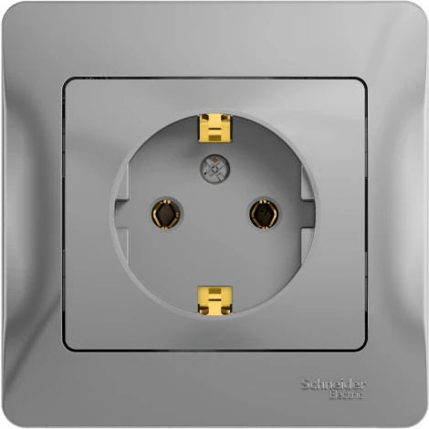 Розетка встраиваемая с заземлением (алюминий) Systeme Electric Glossa GSL000342