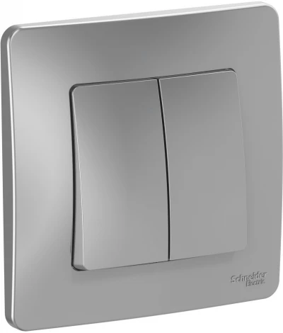 Выключатель встраиваемый двухклавишный (алюминий) Systeme Electric Blanca BLNVS010503