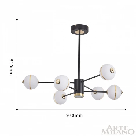 Потолочная люстра на штанге Arte Milano 272069/6 BK (LED, 220V, шарики)