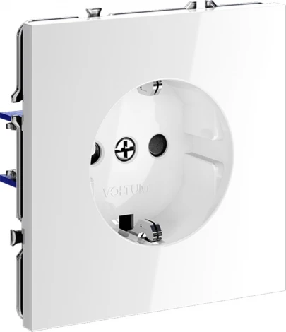 Розетка с заземлением и шторками (белый глянцевый) Voltum S70 VLS040201