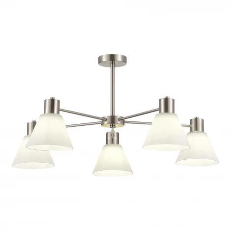 Потолочная люстра на штанге Evoluce Arki SLE1561-103-05 Никель/Белый E27 5*60W