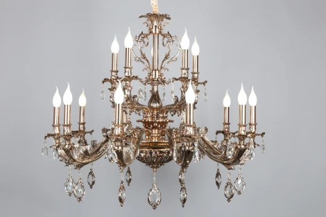 Подвесная большая люстра Omnilux Nureci OML-74903-18 (220V, подвески, на цепи, подсвечник, свеча)