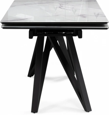 Стол стеклянный Notta Вилсон 140(200)х80 белый мрамор / черный арт.612172