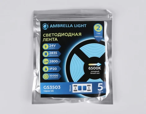 Светодиодная лента Ambrella Illumination GS3503 2835 240Led 22W/m 24V IP20 6500K 5m