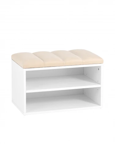 Обувница Хольст белая велюр бежевый УТ000036852