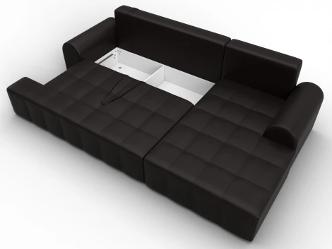 Диван угловой Лига-080 угол правый (ДСП/Пластик/Экокожа/Коричневый) Лига Диванов 134752