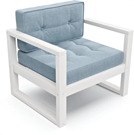 Кресло Arsko Астер белая эмаль голубая рогожка