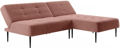Monaco диван-кровать с шезлонгом, без подлокотников, бархат пудровый 15 Top Concept арт.14112