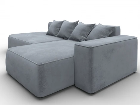 Диван угловой Лига-065 угол правый (ДСП/Пластик/Велюр/Серый) Лига Диванов 129809