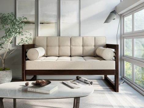 Диван Arsko прямой Сега М орех велюр бежевый