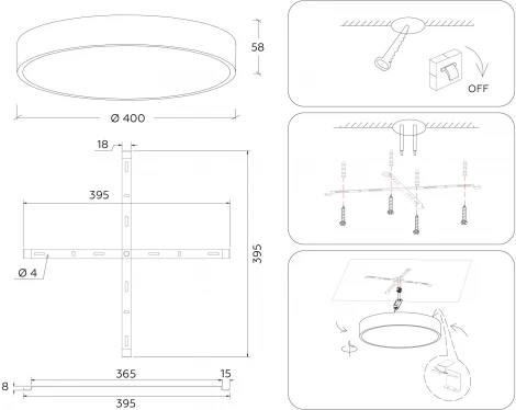 Потолочный светодиодный светильник круглый Ambrella Orbital Air Alum FV5527 (220V, круглые)