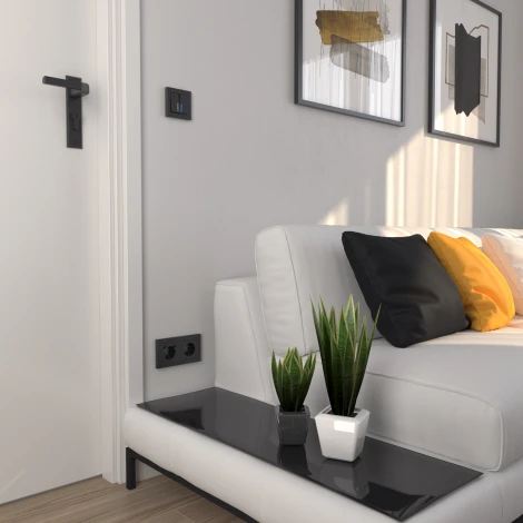 Выключатель двухклавишный с подсветкой (hammer черный) Werkel W1220108 (a052062)