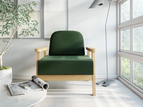 Кресло Arsko Флори береза велюр зеленый