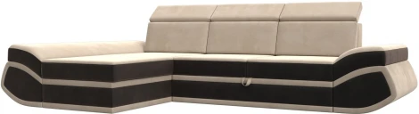 Диван угловой Лига-032 левый угол (Бежевый,Коричневый/Велюр) Лига Диванов арт.121643L