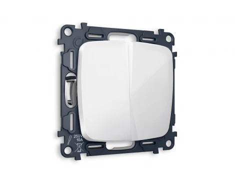 Комплект механизма двухклавишного перекрестного выключателя встраиваемый (белый глянец) Ambrella Volt QUANT MO103030