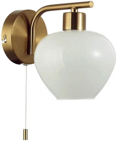 Бра с выключателем сонетка Lumion Carmela 8278/1W латунь/белый, металл/стекло Е14 1*40W 220V