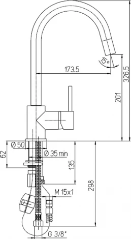 Смеситель Paini Cox 78CR591SAKM для кухонной мойки