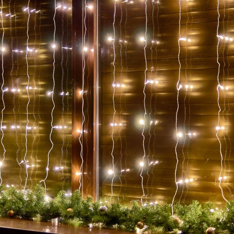 Занавес светодиодный, 3х3м, 192 светодиода, теплый белый свет Uniel ULD-C3030-192/DTA WARM WHITE IP20