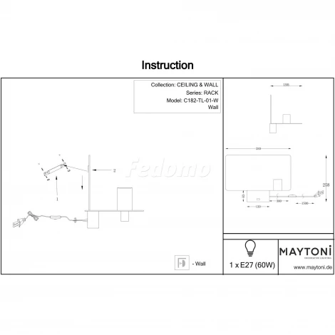 Настенный светильник Maytoni Rack C182-TL-01-W