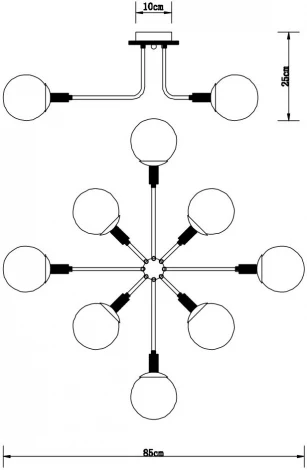 Потолочная люстра Arte Lamp Oxford A2716PL-8BK (220V, шарики, молекулы)