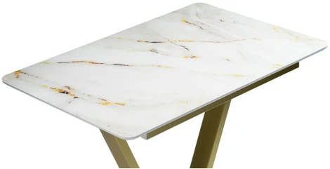 Стол на тумбе Woodville Бугун белый / золото 500006