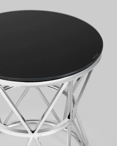 Журнальный стол Stool Group 50*50 ВИВА серебро стекло черное УТ000004639