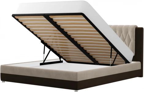 Кровать интерьерная Камилла 180 (Бежевый,Коричневый/Велюр) Лига Диванов арт.120629