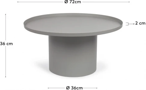Круглый журнальный столик Fleksa из серого металла Ø 72 см La Forma (ex Julia Grup) арт.109402