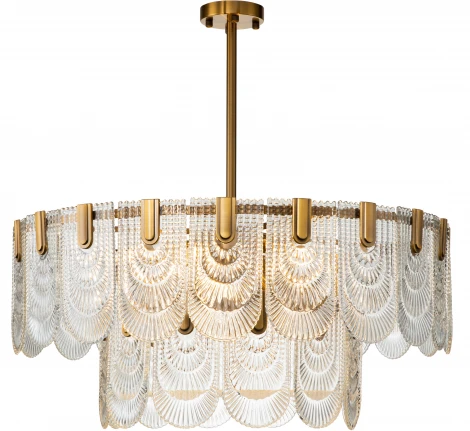 Люстра потолочная на штанге Salice V000025 (12022/B/9R Brass)