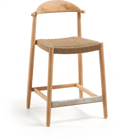 Барный стул La Forma (ex Julia Grup) Nina (Коричневый,Бежевый/ Дерево,Эвкалипт,Акация,Веревка)