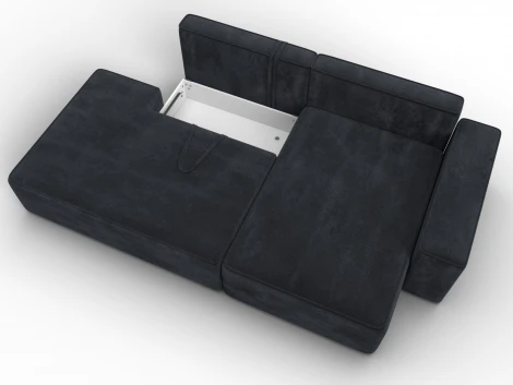 Диван угловой Лига-079 угол правый (ДСП/Пластик/Велюр/Темно-серый) Лига Диванов 129824