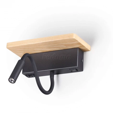 Настенный светильник с полкой на гибкой ножке для чтения с usb Odeon Light Woody 3868/8WL (LED, 220V, выключатель)