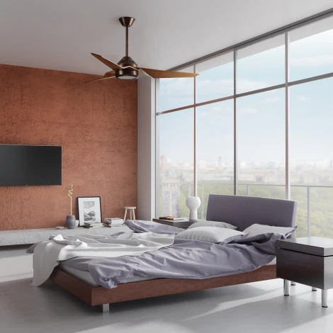 Потолочная люстра на штанге светодиодная с вентилятором ПДУ Natural Concepts Jade KLF-JADE-60-BB (220V)