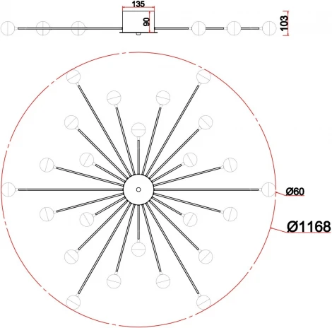 Потолочная люстра Freya Celebrity FR5242CL-24BS (220V, шарики)