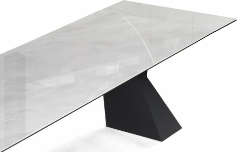 Стеклянный стол Денхольм 240 (Денхольм 240(290)х100х75 rystal onyx bianco / черный) Woodville арт.588037